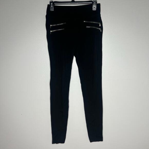 Abercrombie & Fitch Womens Black Leggings Skinny Pants Front Zipper Pockets Sz S - Picture 1 of 7